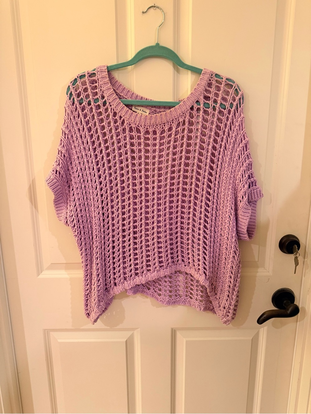 Aaron & Amber lavender Open-Knit Women's Sweater